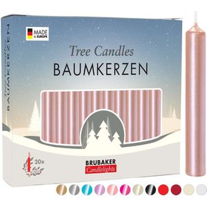 BRUBAKER 20 Stuks Boomkaarsen Was - Kerstmis Kaarsen Piramide Kaarsen Kerstboom Kaarsen - Rose Goud