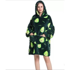 Hoodie Blanket Avocado Dark Green - Hoodie Deken - Cuddle Hoodie - Hooded Blanket - Deken Met Mouwen - Oversized Hoodie - Fleece Deken - Oversized Sweater - Blanket Hoodie - Unisex - Luxe uitvoering - Fluffy Voering