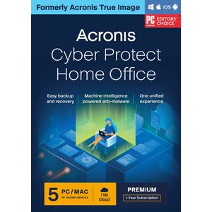 Acronis Cyber Protect Home Office Premium + 1 TB Acronis Cloud Storage - 5 Gebruikers/ 1 Jaar - Windows/MAC