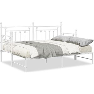 vidaXL - Dagbed - Frame - met - Uitschuifbed - Wit - 80x200 - cm - Staal