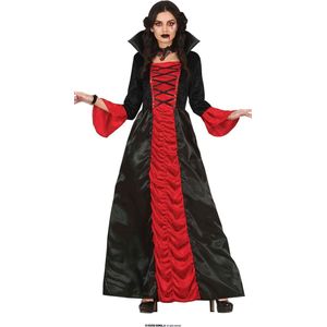 Guirca - Vampier & Dracula Kostuum - Hertogin Van Bloody Batcastle - Vrouw - Rood, Zwart - Maat 36-38 - Halloween - Verkleedkleding