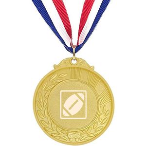 Akyol - rugby bal medaille goudkleuring - Rugby - beste rugby speler - gegraveerde sleutelhanger - cadeau - gepersonaliseerd - rugby bal - sport - sleutelhanger met naam