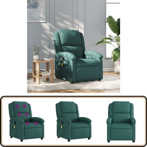 vidaXL Massagestoel - Verstelbaar - Stof - Donkergroen Massagestoel - Relaxstoel - Lounge Stoel - Elektrische Massage - Massage Functie
