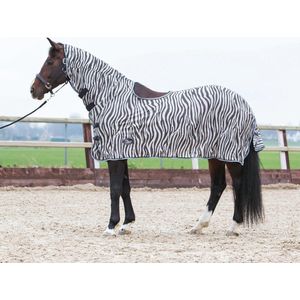 Harry's Horse Vliegendeken mesh, hals en zadeluitsparing, zebra gray 145cm