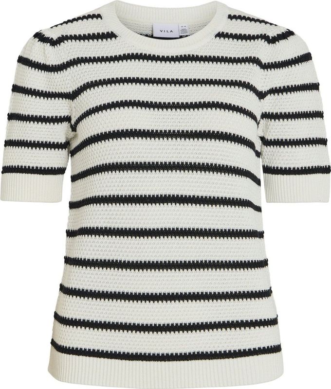 Vila T-shirt Vidalo O-neck Stripe Knit-noos 14106601 White Alyssum Dames Maat - S