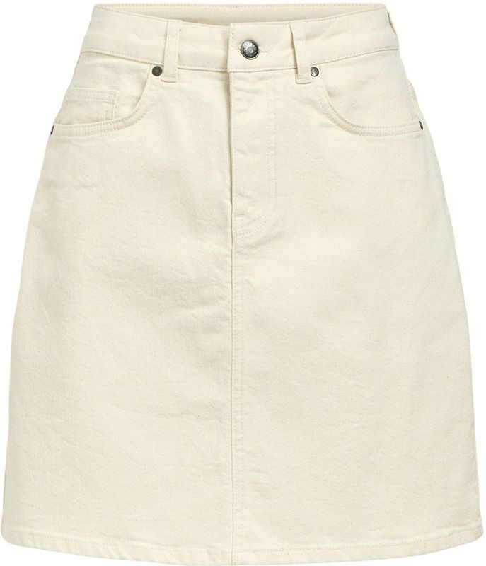 Object Objellen Hw Short Twill Skirt Dames - Korte rok - Ecru - Maat L