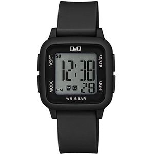 Q&Q G02A-001VY - Horloge - Digitaal - Unisex - Plastic band - Vierkant - Kunststof - Datumaanduiding - Stopwatch - Alarm - Tweede tijdzone - Backlight - Zwart - Transparant - Waterdicht 5 ATM