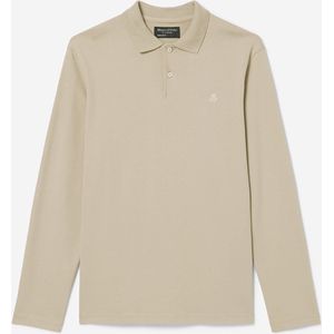 Marc O'Polo - Poloshirt Lange Mouwen Beige - Modern-fit - Heren Poloshirt Maat M