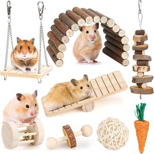 Hamster kauwspeeltje set voor kleine dieren kies speelgoed tandheelkundige zorg houten accessoires voor cavia chinchilla gerbils muizen rat muis