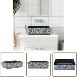 The Living Store Opzetwasbak rechthoekig 46x35,5x13 cm keramiek zwart en blauw - Opzetwasbak - Wastafel - Keramische Wastafel - Zwarte Wastafel - Blauwe Wastafel