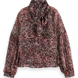 Scotch & Soda LUREX TOP WITH BOW NECK Dames Blouse - Maat 36