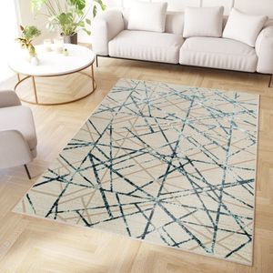 Tapiso Crystal Vloerkleed Blauw Beige Modern Laagpolig Kleed Tapijt Maat- 180x250