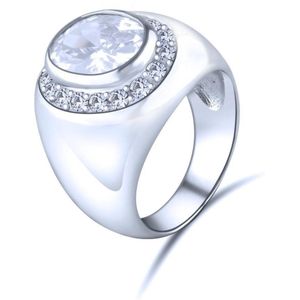 Quiges - 925 Zilveren Ring Klassiek Statige Zegel Solitair met Zirkonia Kristal - QSR11019