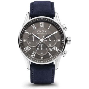 VNDX Amsterdam - Horloges voor mannen - The Chief Grijs Leder Blauw