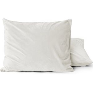 2x fluweel zachte velvet kussenslopen creme - 60x70 - dikke kwaliteit - zeer comfortabel - hoogwaardige kwaliteit