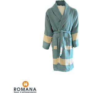 Romana Products Hamam Diamond - Badjas Unisex - Kamerjas - Ochtendjas - Turquoise - Maat S/M - Katoen