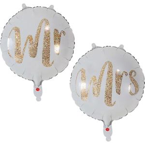 Scoby - Folieballon - Mr & Mrs Ballon - Trouwballon - Huwelijk - Ballonnen - Set van 2 - Bruiloft
