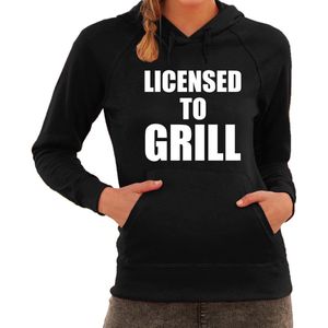 Licensed to grill bbq / barbecue hoodie zwart - cadeau sweater met capuchon voor dames - verjaardag / moederdag kado L