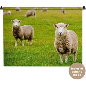 Wandkleed Schaap - Schapen in een weiland Wandkleed katoen 90x67 cm - Wandtapijt met foto