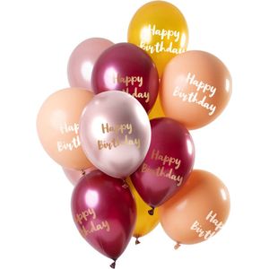 Folat - Ballonnen 'Happy Birthday' Roze-Goud 30cm - 12 stuks