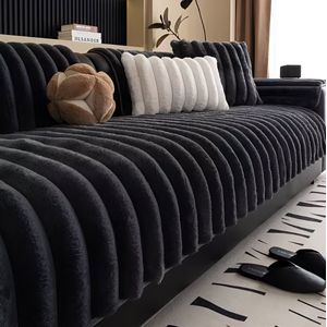 E-shop4u® - Antislip Sofa Mat - L-Vorm - Pluche - Winter Warme Bankhoes - 110x110cm - Donkergrijs - bankhoes hoekbank - sofa cover - bank hoes - bank beschermer - kussenhoes