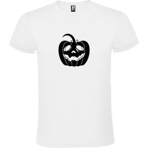 Wit T-Shirt met “ Halloween Pompoen “ afbeelding Zwart Size XXL