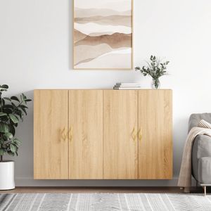 The Living Store Wandmeubel - Elegant - Opbergkast - Afmetingen- 69.5 x 34 x 90 cm - Ken- Duurzaam hout