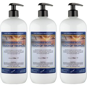 Douchegel Touch of Tropical 1 liter - set van 3 stuks - met gratis pomp - Showergel