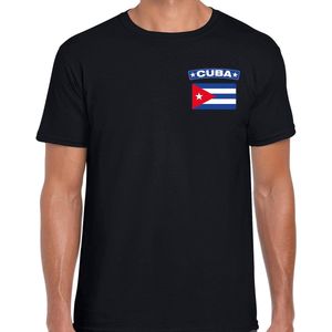 Cuba t-shirt met vlag zwart op borst voor heren - Cuba landen shirt - supporter kleding L