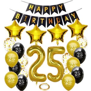 Joya Beauty® 25 jaar verjaardag feest pakket | Versiering Ballonnen voor feest 25 jaar | Vijfentwintig Versiering | Ballonnen slingers opblaasbare cijfers 25