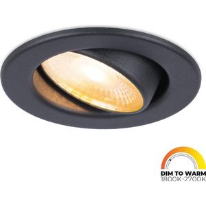 Malta LED inbouwspot badkamer zwart - IP44 waterdicht - 5 Watt 480 lumen - 1800-2700K dim to warm - dimbaar - 5 jaar garantie