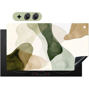 KitchenYeah® Inductie beschermer 90x52 cm - Japandi - Abstract - Groen - Kookplaataccessoires - Afdekplaat voor kookplaat & Spatscherm achterwand - Inductiebeschermer - Inductiemat - Inductieplaat mat - Keuken decoratie
