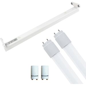 LED TL Armatuur met T8 Buis Incl. Starter - Igia Dybolo - 60cm Dubbel - 16W - Natuurlijk Wit 4200K - Beschermingsgraad IP20