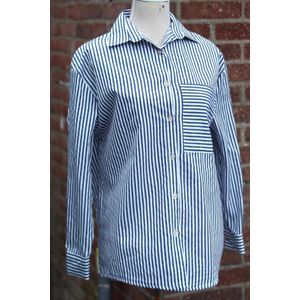 Damesmode Overhemd - Dames Kleiding - Outlet - Hijab Kleiding - blauw gestreept -Maat 40(L)