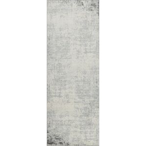 SURYA Vloerkleed - Hal- Slaapkamer - Modern Abstract Loper Gang ALIX - Wit/Grijs - 80x220 cm