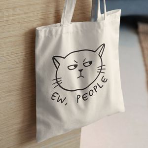 EW, PEOPLE KAT HANDGEMAAKTE POLYESTER TOTE TAS - TWEEZIJDIG BEDRUKT