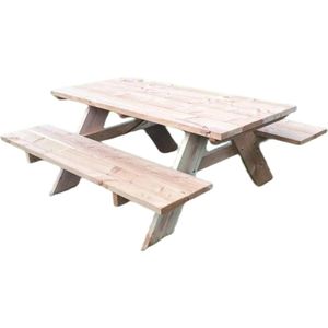 Rockwood® Picknicktafel Douglas Classic 2.80m Exclusief 8 afgeronde hoeken