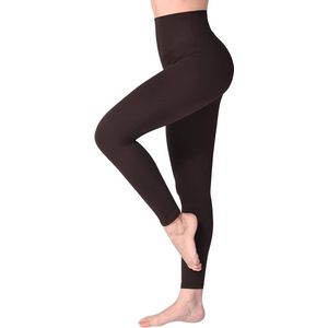Legging met Hoge Taille voor Vrouwen - Boterachtig Zacht Niet Transparante Legging Voor Buikcontrole, Plus-maat Workout Gym Yoga Rekbare Broek - kleur bruin - maat L,XL