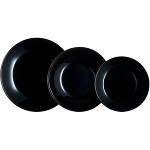 Arcopal ZELIE BLACK Serviesset van Glas, 12 stuks
