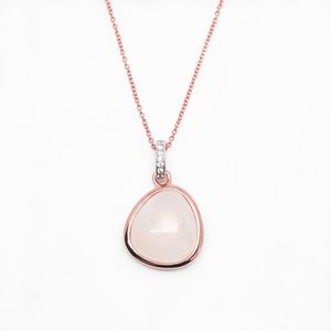 White Basis – Agate Ketting – Rose Goud Verguld Sterling Zilver 925 – Agaatkristal – Valentijn Cadeautje Vrouw –  45 cm