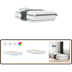 vidaXL Bedframe met LED-verlichting wit 100x200 cm