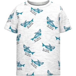 Name it T-shirt grijs allover haaienprint NMMJIM 116