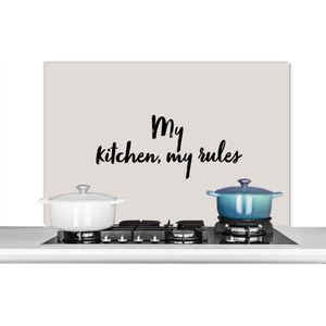 Spatscherm keuken 100x65 cm - Kookplaat achterwand My kitchen, my rules - Culinair - Quotes - Spreuken - Chef - Muurbeschermer - Spatwand fornuis - Hoogwaardig aluminium
