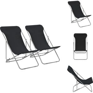 vidaXL Strandstoelenset - zwart - 75x57x99 cm - verstelbaar - inklapbaar - 2 stoelen - vidaXL - Tuinstoel