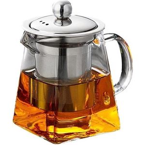 Glazen tea for one theepot met roestvrijstalen theefilter theepot met filter en deksel. Geschikt voor losse thee en theezakjes. Inhoud 550ml