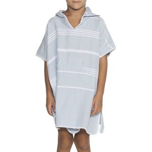 Kids Zwemponcho Leyla Light Blue - 6-7 jaar - jongens/meisjes/unisex pasvorm - poncho handdoek voor kinderen met capuchon - zwemponcho - badcape - badponcho