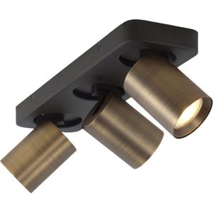 Zwart bronzen spot Oliver | 3 lichts | zwart - brons | metaal | 35 cm | eetkamer / woonkamer / slaapkamer lamp | modern / stoer design