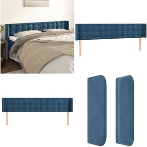 vidaXL Hoofdbord met randen 183x16x78/88 cm fluweel donkerblauw - Hoofdbord - Hoofdborden - Hoofdeinde - Houten Hoofdbord
