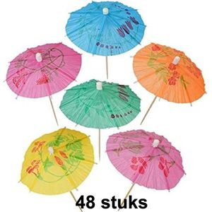 CHPN - Papieren parapluutjes - 48-stuks - Papieren Paraplu - Parasolletjes - Prikker - Versiering Set - Perfect voor Cocktails en Feesten! - Feestdecoratie - Traktaties