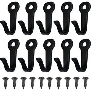 10 pcs black wall hooks with 10 pieces screws - decorative hooks and loop small wall hooks screw hooks clothes hooks for outdoor